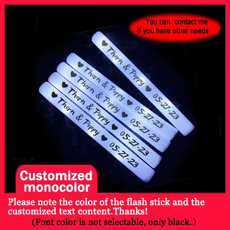 Description Picture 4 of item15/30/40/60/100/120Pcs White LED Glow Bulk Colorful LED Glow Sticks Foam Stick Cheer Dark Light Birthday Wedding Party Supplies