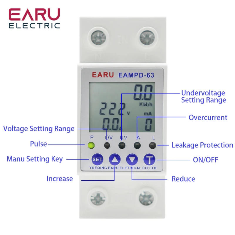 Description Picture 5 of itemTuya WiFi Smart Energy Meter 230V Adjustable Current Earth Leakage Protection Over Under Voltage Protector Relay Device Breaker