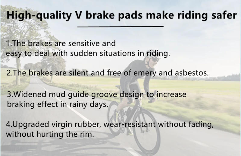 Description Picture 2 of itemCnc V Brake Pads Road Mountain Bike Speed Brake Shoe Mtb Bicycle Rubber Horseshoe Mechanical Caliper V-Brake 55 70MM
