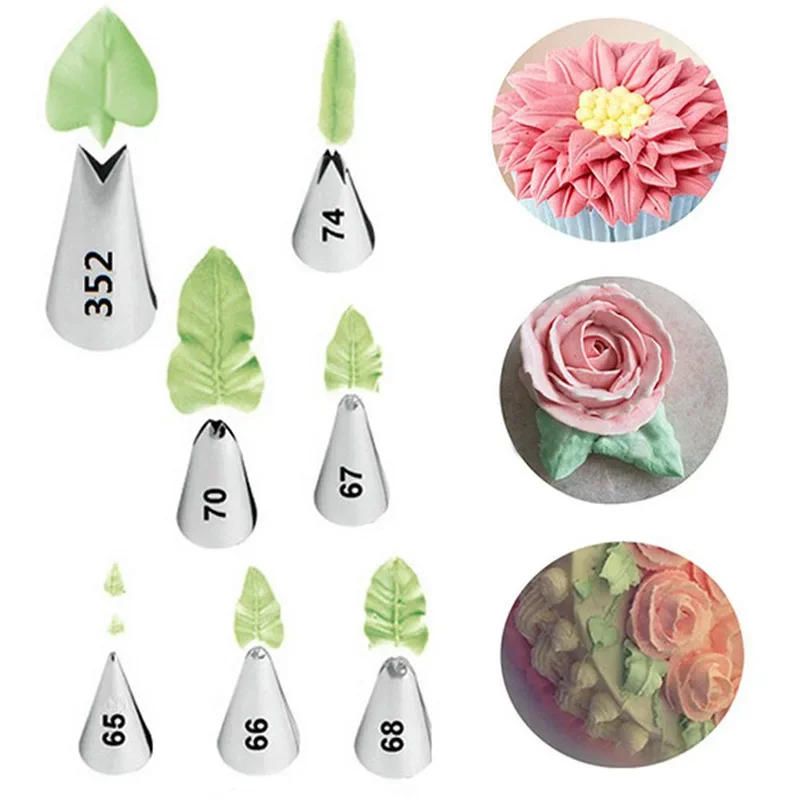 Description Picture 3 of item7 Different Styles Leaf Leaves Cream Stainless Steel Icing Piping Nozzles Cake Cream Decorating Cupcake Pastry Tips Cake Tools