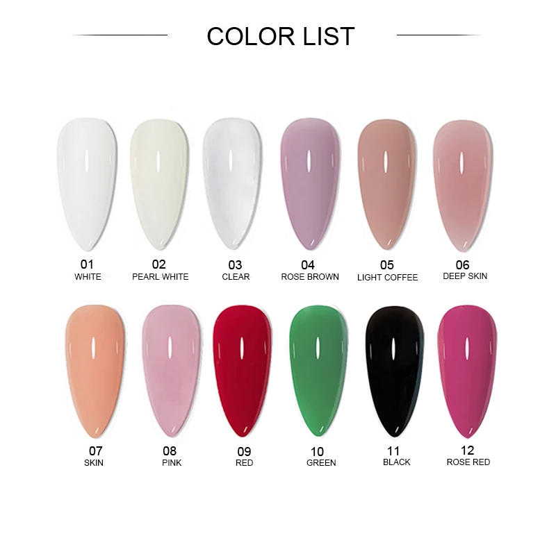 Description Picture 4 of item15ml Poly Nail Gel Set ,Pure Color Acrylic Extension Gel ,Quick Crystal Builder Nail Gel for Art Design ,Extend Nail Fingertips
