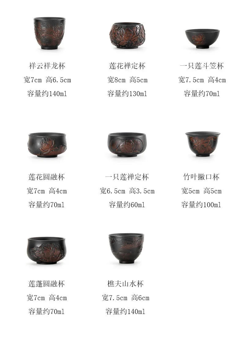 Description Picture 5 of itemBoutique Purple Pottery Tea Cup Master Cup Handmade Purple Sand Teacup Chinese Tea Set Single Cups Tea Bowl Tea Table Decoration