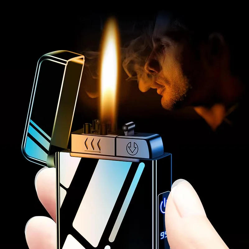 Description Picture 3 of item2023 New Windproof Metal USB Lighter Torch Lighter Jet Dual Plasma Arc Lighter Gas Electric Butane Chargeable Pipe Cigar Lighter