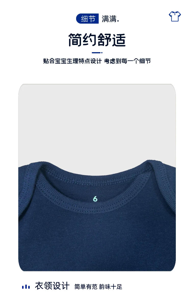 Description Picture 2 of itemRomperDew Newborn Baby One-piece Clothes Baby Short-sleeved Bumcoat Warm Pajamas Triangle Pajamas ribbed cloth Easy Snap Onesies