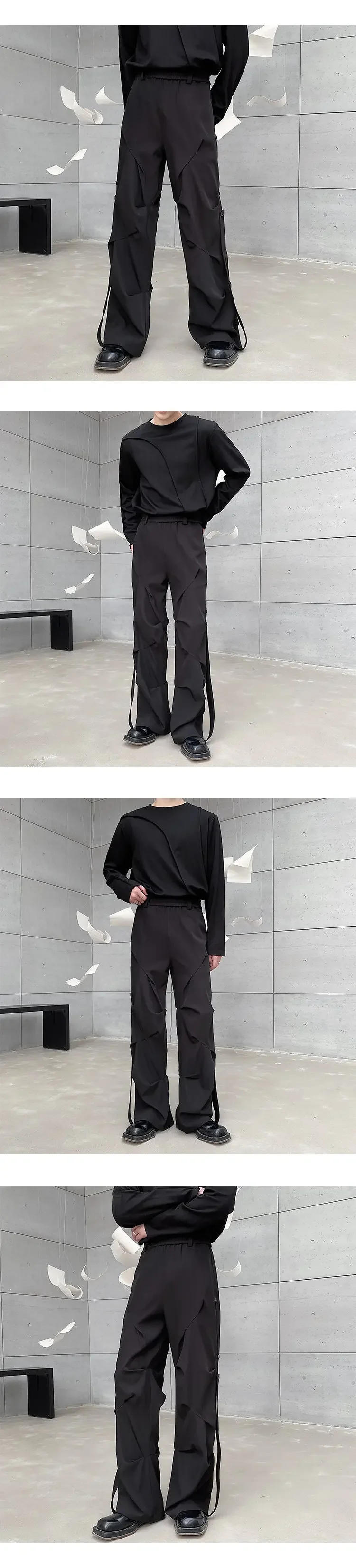 Description Picture 4 of itemY2K irregular ruched overalls hiphop casual trousers joggers techwear men pants 하렘 바지 streetwear men 1:1 vintage cargo pants