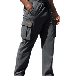 Woven fabric new hot selling solid color casual stock ordinary youth Men's casual loose straight tube workwear drawstring multi