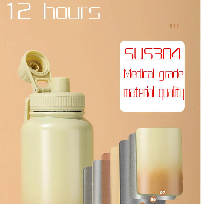 Description Picture 6 of item32OZ Large Capacity Thermo Bottle 1000ML Stainless Steel Thermal Thermo Water Portable Vacuum Mug Thermos Insulated Cup Tumbler