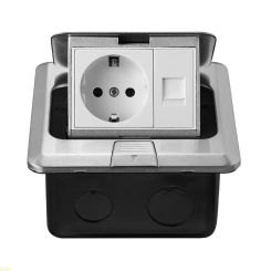 U13A Floor Socket for Kitchen Waterproof Stainless Steel Cover Recessed Outlet Box