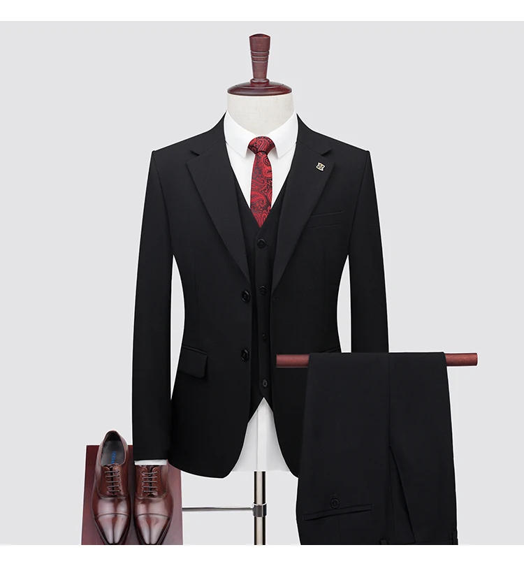 Description Picture 5 of itemBig Size Men's Summer Thin Two-button (suit + Vest + Trousers) New Business Fashion Handsome Casual Dress Suit Three-piece Set