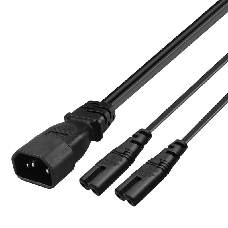 Description Picture 6 of itemC14 TO dual Figure 8 shape interface Y Type Splitter Power Cord,IEC320 C14 TO 2 X C7 Power Cable Cord AC Power Adapte line