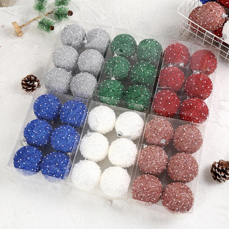 Description Picture 2 of item6PCS 8cm Christmas Ball Ornaments Christmas Tree Decorations New Year Christmas Tree Balls Luxury Christmas Balls Xmas Hanging