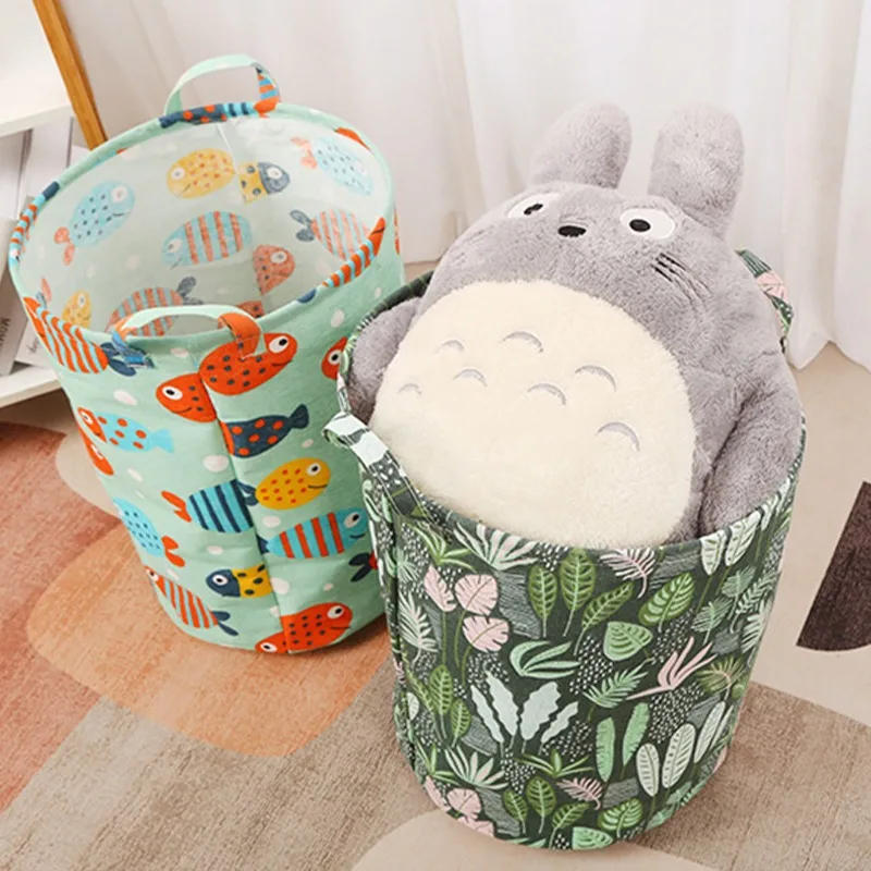 Description Picture 3 of itemNew in 2023 Linen Dirty Laundry Basket Foldable Round Waterproof Organizer Bucket Clothing Children Toy Large Capacity Storage