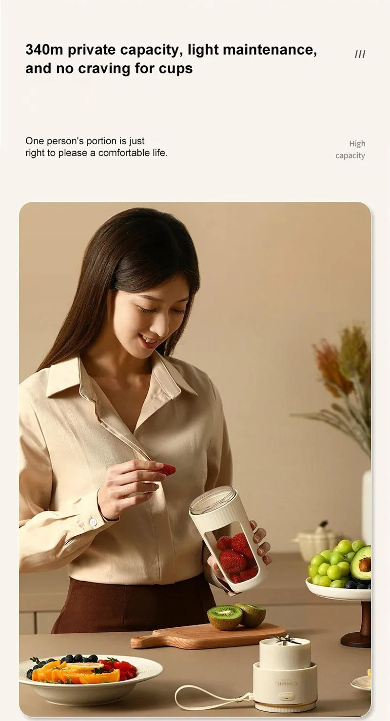 Description Picture 6 of item340ML portable Juicer Wireless with straw Electric Blender for juice milkshake ce cube food supplement Smoothie Mixer