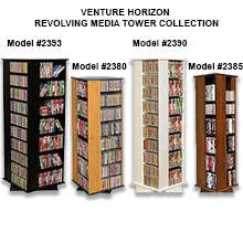 Description Picture 6 of itemRevolving Media Tower 1000 - Walnut 19.2"D x 19.2"W x 63"H,	Walnut-finish,Rack can store CD and so on