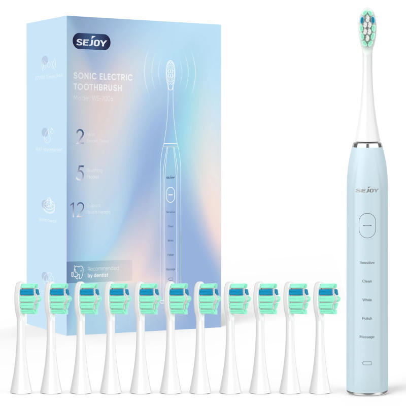 Description Picture 2 of itemSmart Electric Toothbrush With 12pcs Replacement Head USB Rechargeable Tooth Brush 5 Modes Clean Whitening Sonic Toothbrush