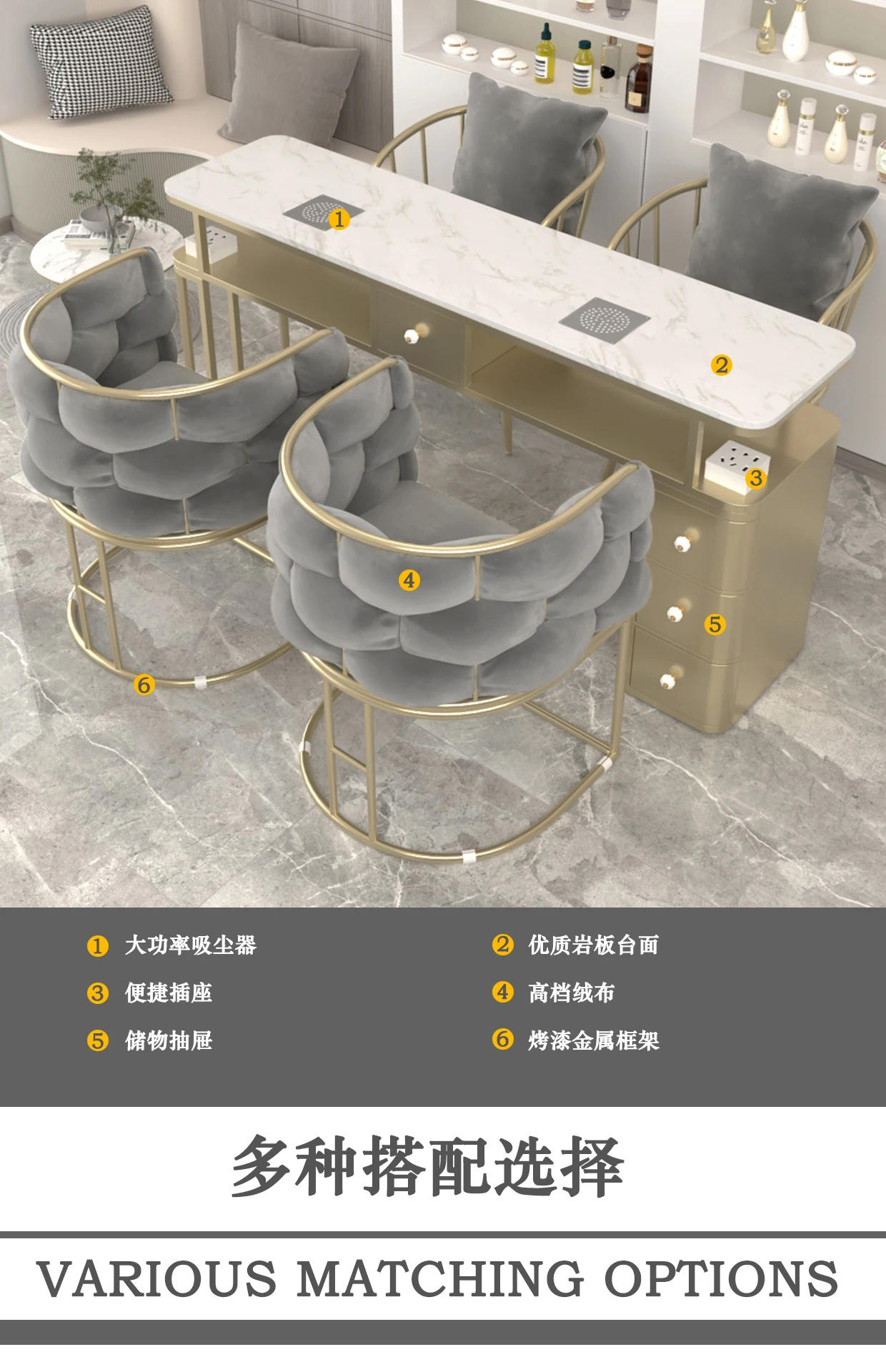 Description Picture 5 of itemStand Rest Nail Table Workstation Desk Yoocel Nordic Nail Table Cabinets Powder Tavolo Unghie Professionale Manicure Furniture