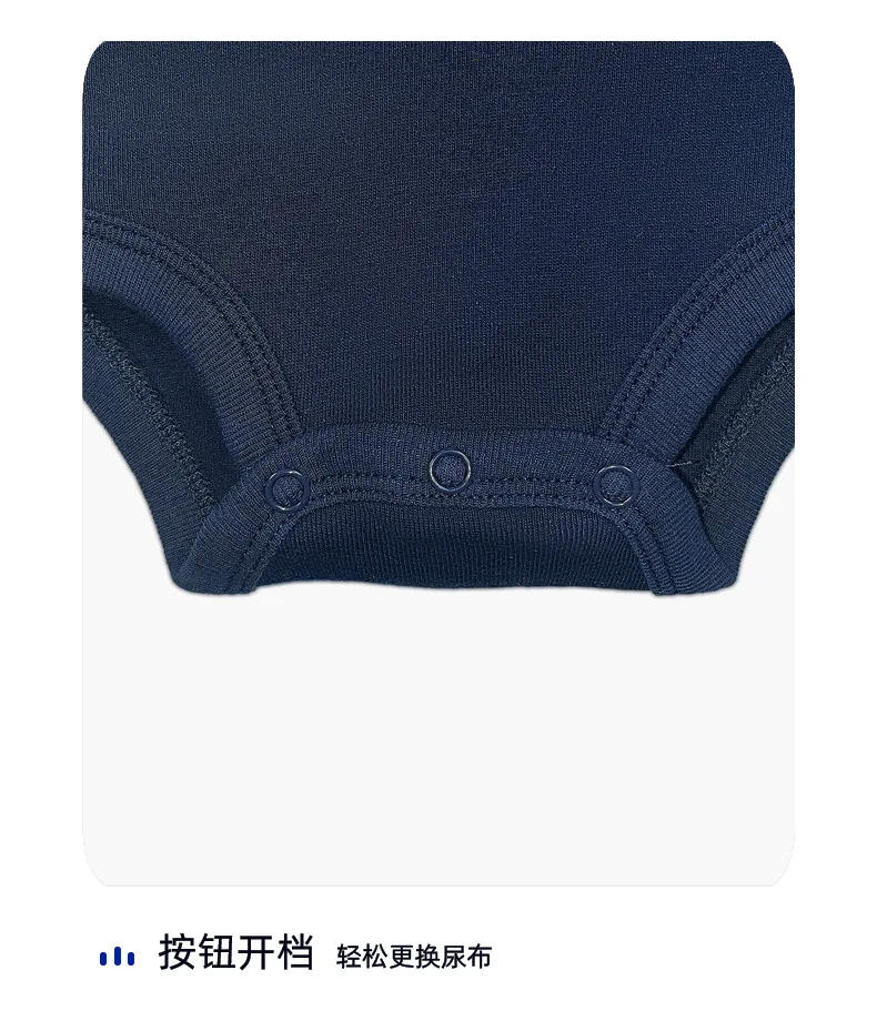 Description Picture 4 of itemRomperDew Newborn Baby One-piece Clothes Baby Short-sleeved Bumcoat Warm Pajamas Triangle Pajamas ribbed cloth Easy Snap Onesies