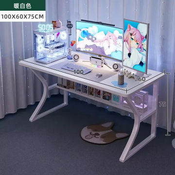 HOOKI Official White E-Sports Table Computer Desk Desktop Home Office Table and Chair Suit Simple Bedroom Desk Study Writing