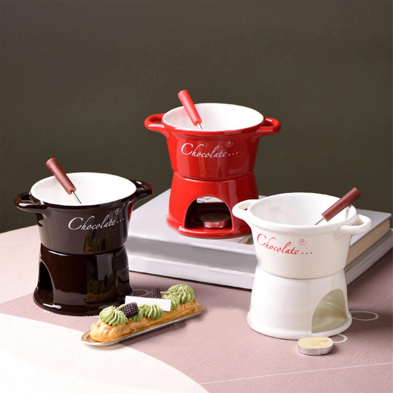 Description Picture 3 of itemChocolate Fondue Pot Butter Heater Cookware Melt Hot Pot Bowl Set for Dinner Party Wedding Candy Party Tapas Home Dessert