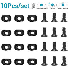 10Pcs M-LOK Screw and Nut Replacement Rails T-Nut Screw Replacement Set for MLOK Handguard Rail Sections Hunting Gun Accessories