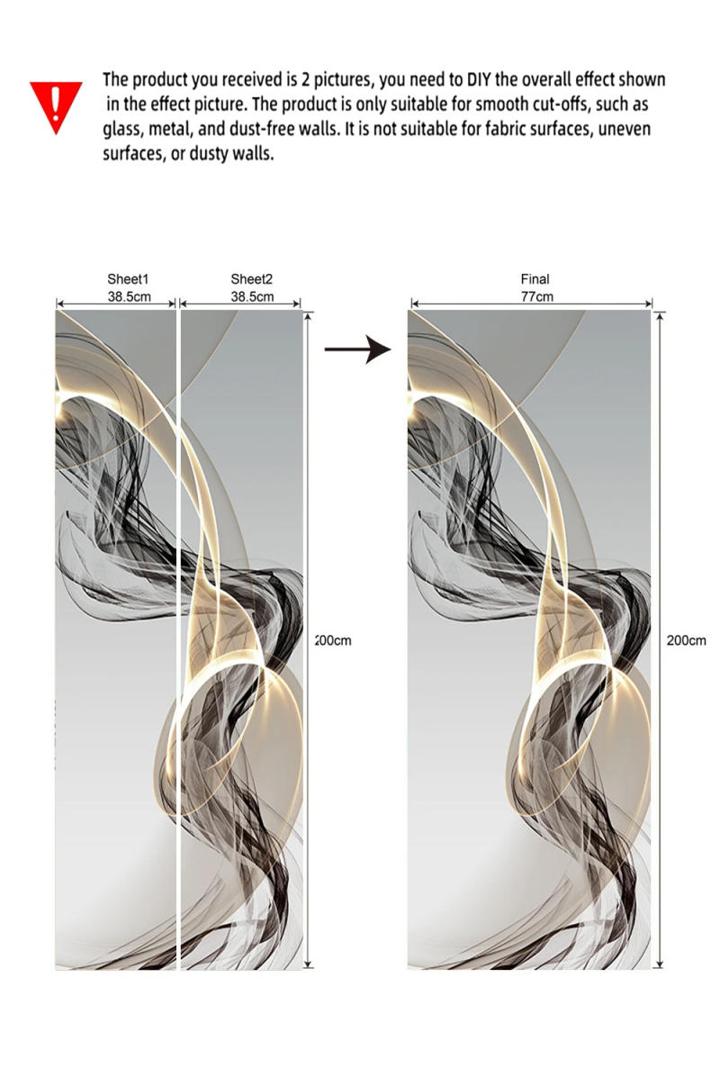 Description Picture 6 of itemLight Luxury Door Stickers Abstract Line Wall Art Mural 3D Wallpaper Vinyl PVC Whole Door Wrap Cover Renovation Home Decorations