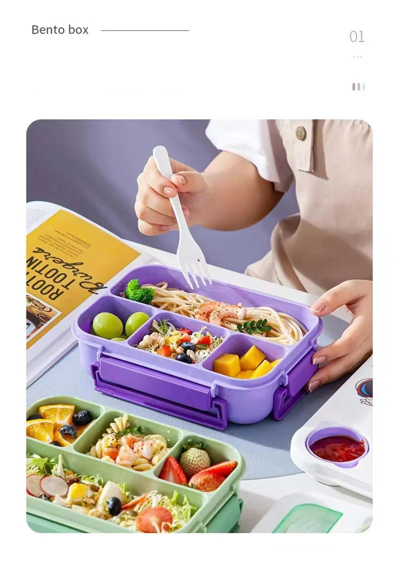 Description Picture 3 of item1300ML Cartoon Pattern Lunch Box for Kids Microwave Oven Bento Boxes Food Container with Dinnerware Sandwich Snack Fruit box
