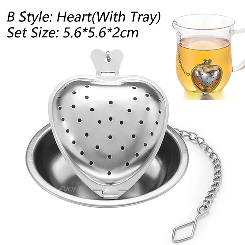 Description Picture 6 of itemNew Stainless Steel Tea Infuser Teapot/Heart/Bird/Frog/Tree/Star Shaped Mesh Strainer Coffee Herb Spice Diffuser With Dish Tray