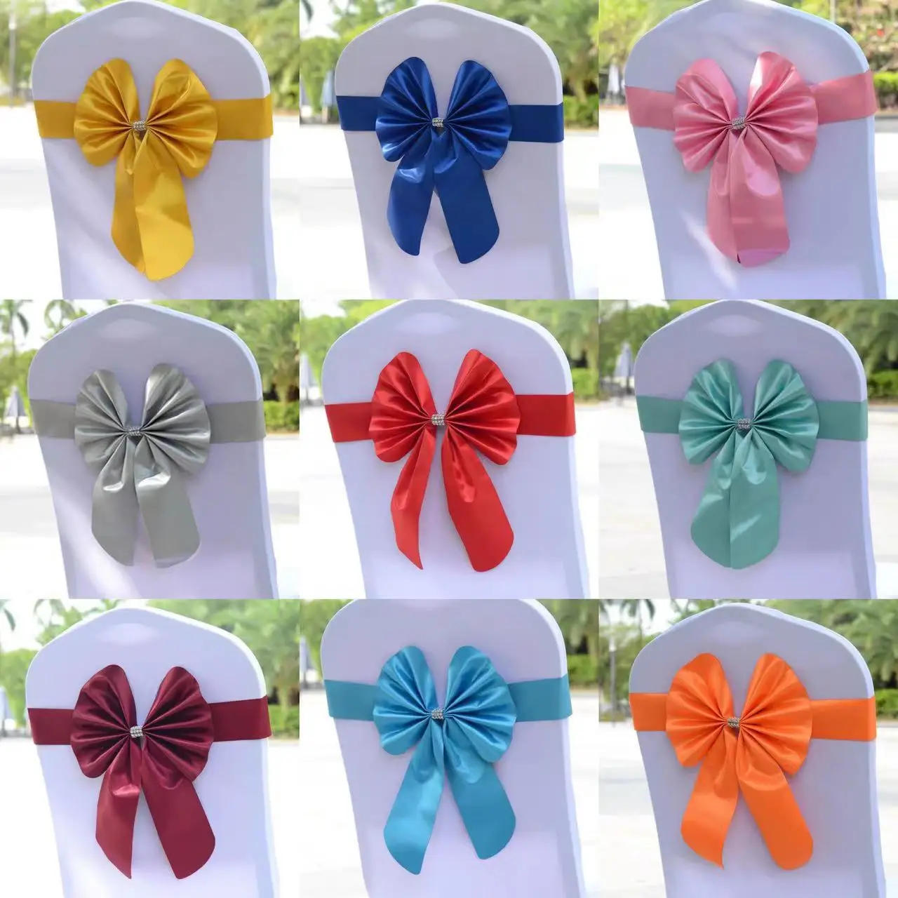 Description Picture 2 of item6Pcs Butterfly Chair Sash Elastic Bow Tie Chair Sashes Band for Wedding Party Decor Hotel Home Banquet Event Stage Decoration