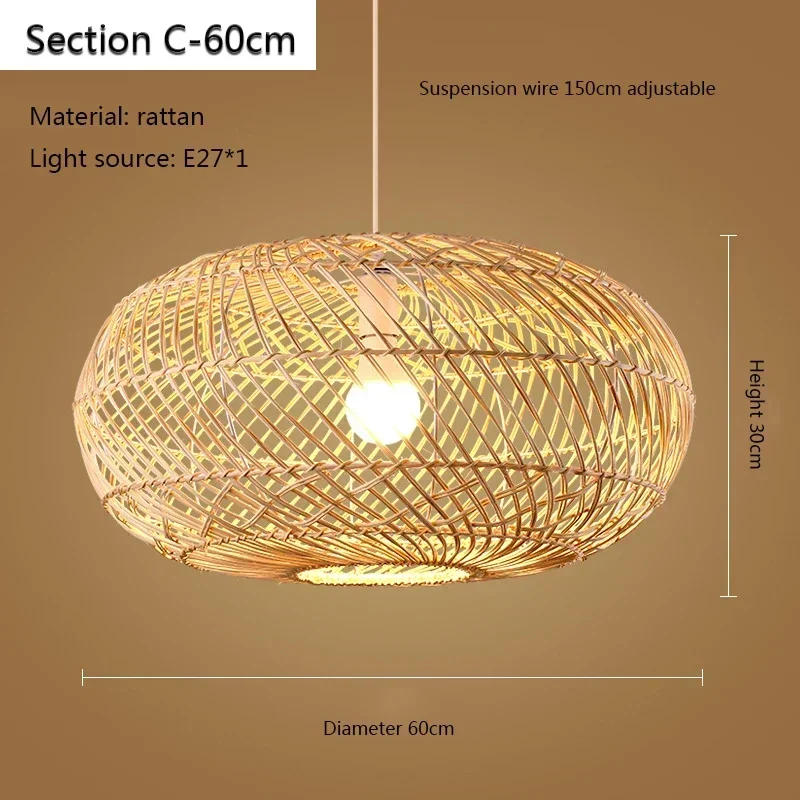 Description Picture 5 of itemRattan Pendant Bedroom Living Room Kitchen Lamp Hand Weaving Bamboo Art Lamp Lighting Pendant Lamp Lamps for Bedroom