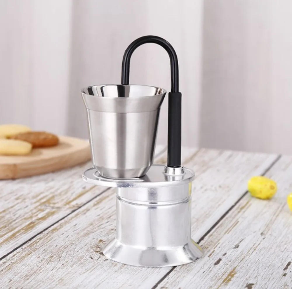 Description Picture 2 of item50ML Aluminum Single Tube Moka Pot 1 Cup Coffee Pot Stovetop Italian Coffee Machine Espresso Utensils Kitchen Coffeeware Barista