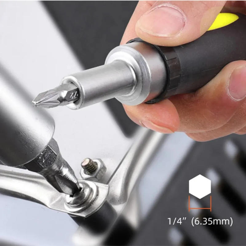 Description Picture 5 of item1pc Straight Handle 1/4 Batch Head Screwdriver Positive and Negative Ratchet Handle Wrench 6.35mm Screwdriver Head Extension Rod