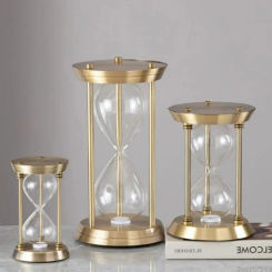 2024 Newest Empty Hourglass Bottle Sand Three Pillars Sandglass Metal European Retro Office Desktop Decorations Sand Clock Timer