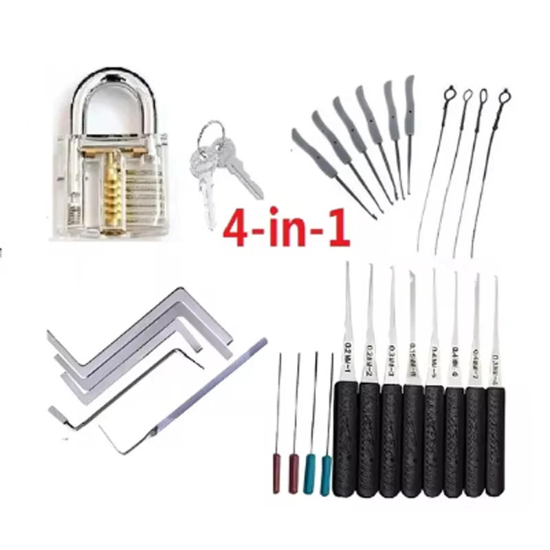Description Picture 5 of item5 in 1 Locksmith Supplies Hand Tools Lock Pick Set Row Tension Wrench Tool Broken Key Auto Extractor Remove Hook Hardware
