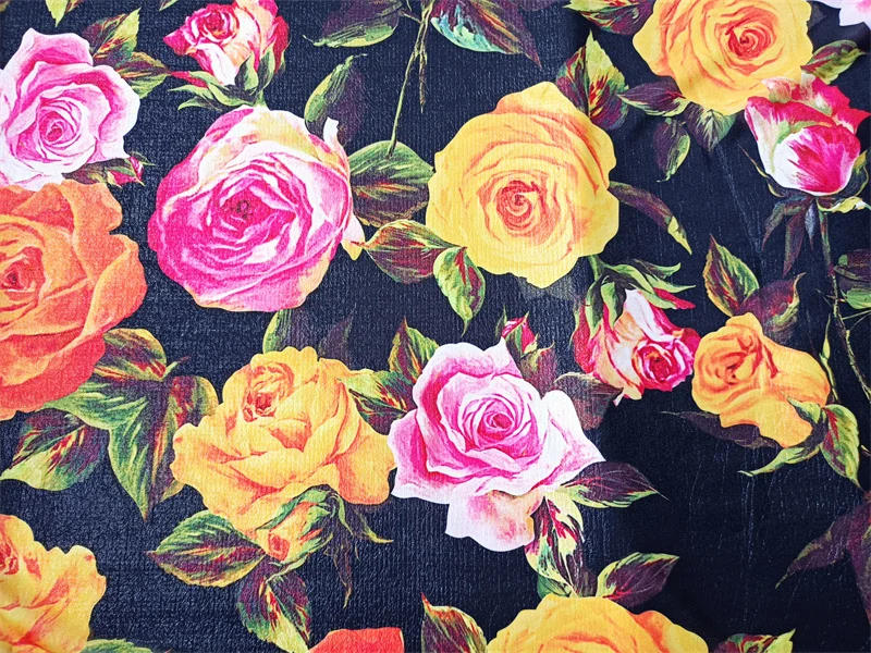 Description Picture 4 of item145cm*50cm high quality D brand chiffon fabric rose flower pattern digital printing fashion dress shirt designer fabrics