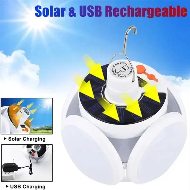Description Picture 2 of itemSolar Energy Camping Lamp 5 Modes SOS Waterproof USB Rechargeable LED Remote Control Foldable Lantern Portable Emergency Lamp