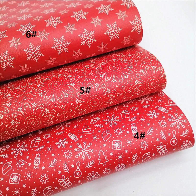 Description Picture 3 of itemRed Christmas Faux Leather Sheets Christmas Trees Snowflakes Custom Synthetic Leather Sheet For DIY Craft Sheets Mini Rolls W207
