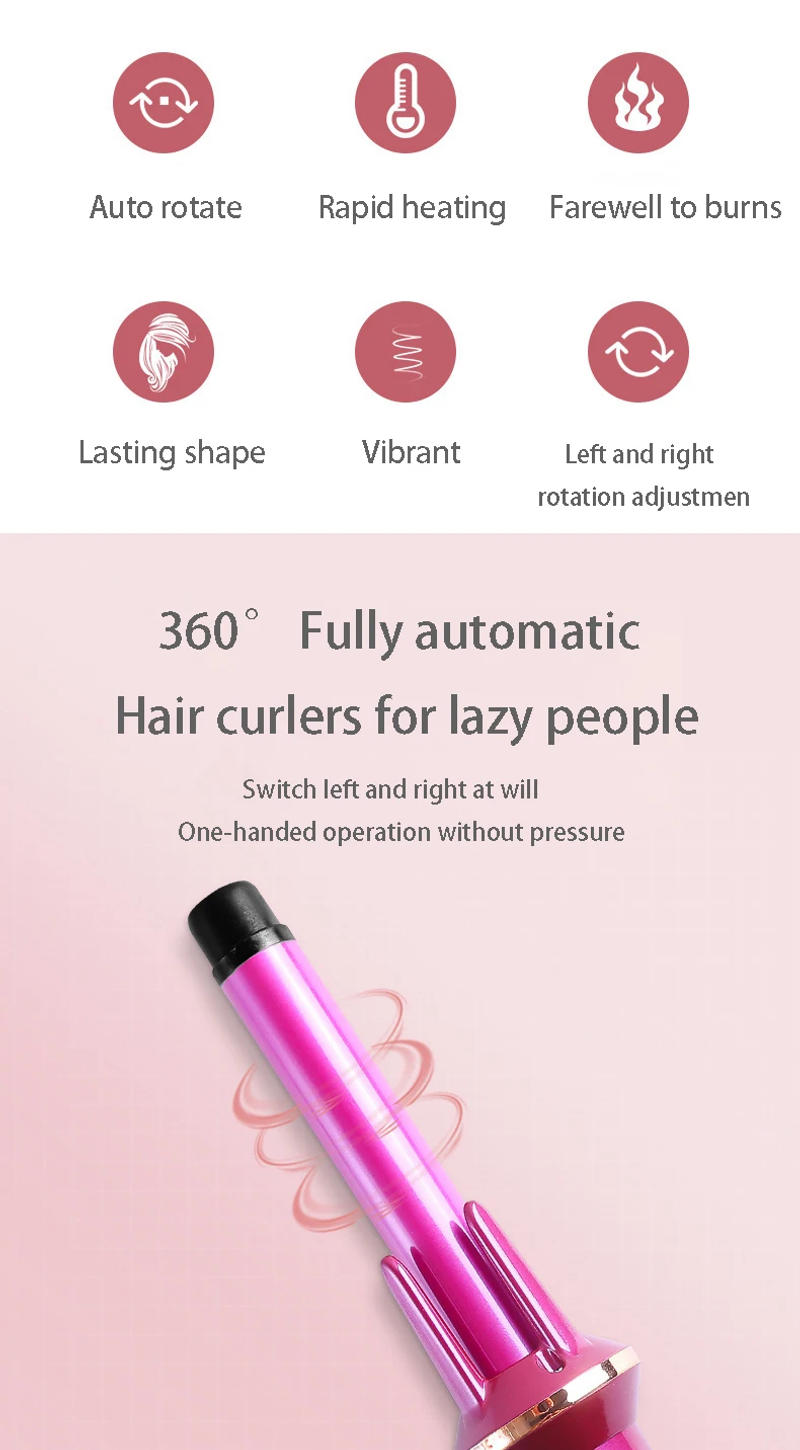 Description Picture 4 of itemAuto Rotating Hair Curler Electric Automatic Curling Iron Professional Fast Heating Curling Iron Home Wave Hair Styling Tool