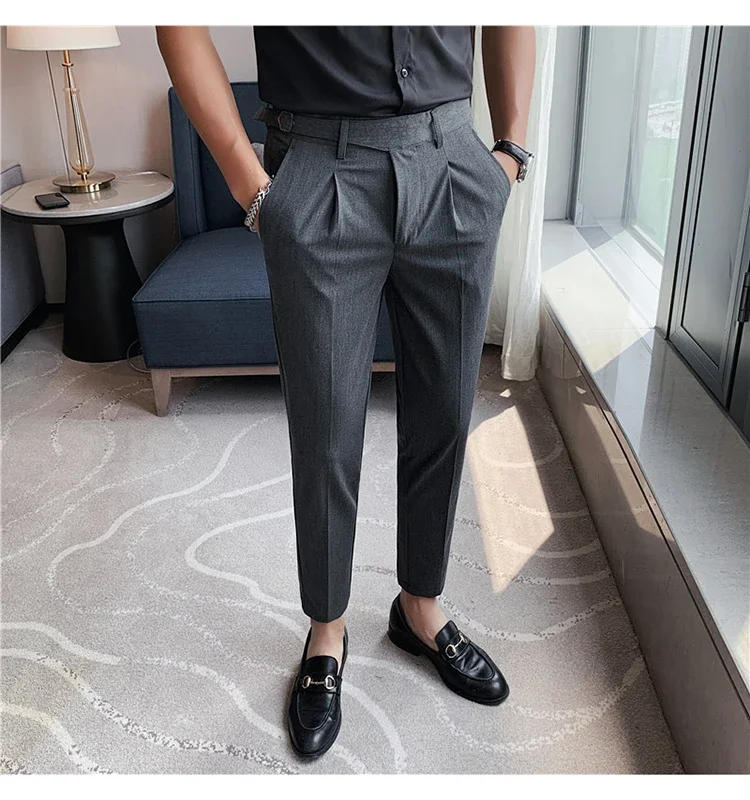 Description Picture 5 of itemHigh Quality Elasticity Suit Pants Men Formal Business Office Social Dress Pants Slim Fit Casual Wedding Ankle Trousers Pantalon