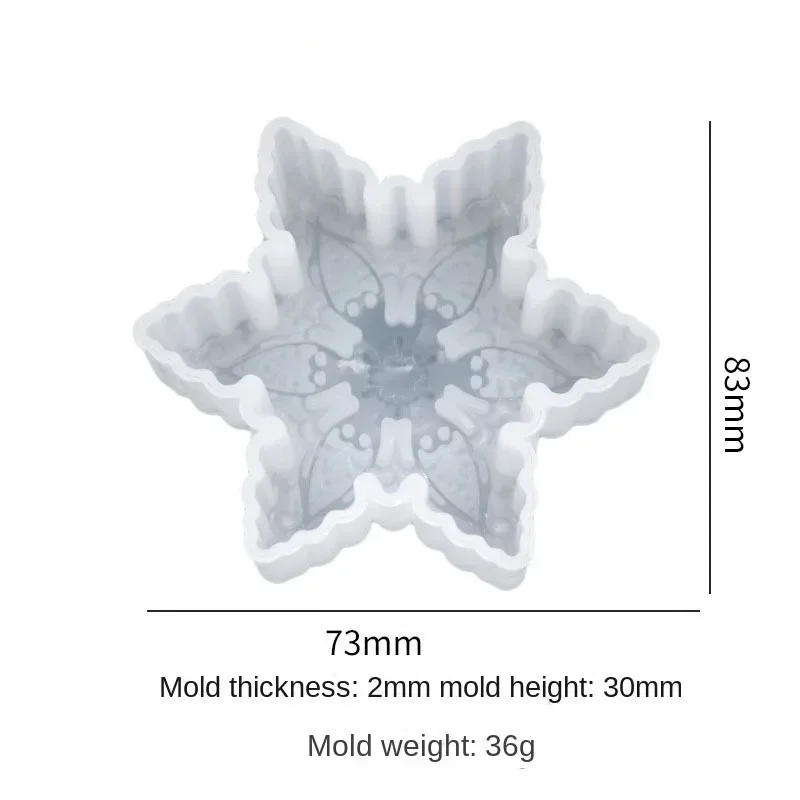 Description Picture 3 of itemChristmas Snowflake Candle Silicone Mold Handmade Soap Aromatherapy Gypsum Resin Ice Mould Candle Making Kit Home Decor Gifts