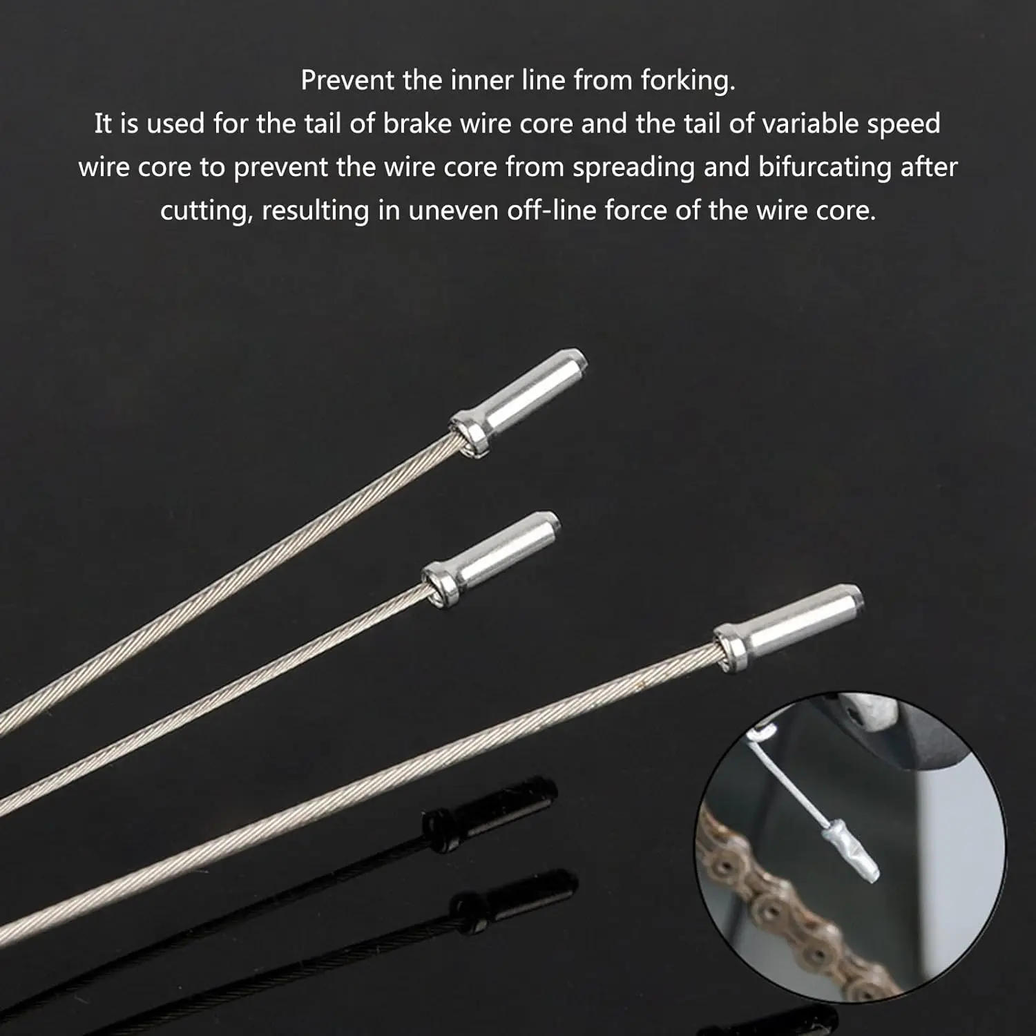 Description Picture 6 of item100/200/300 pcs Aluminum Alloy MTB Bike Bicycle Brake Cable Tips Brake Shifter Inner Cable Tips Wire End Cap Crimps Sliver