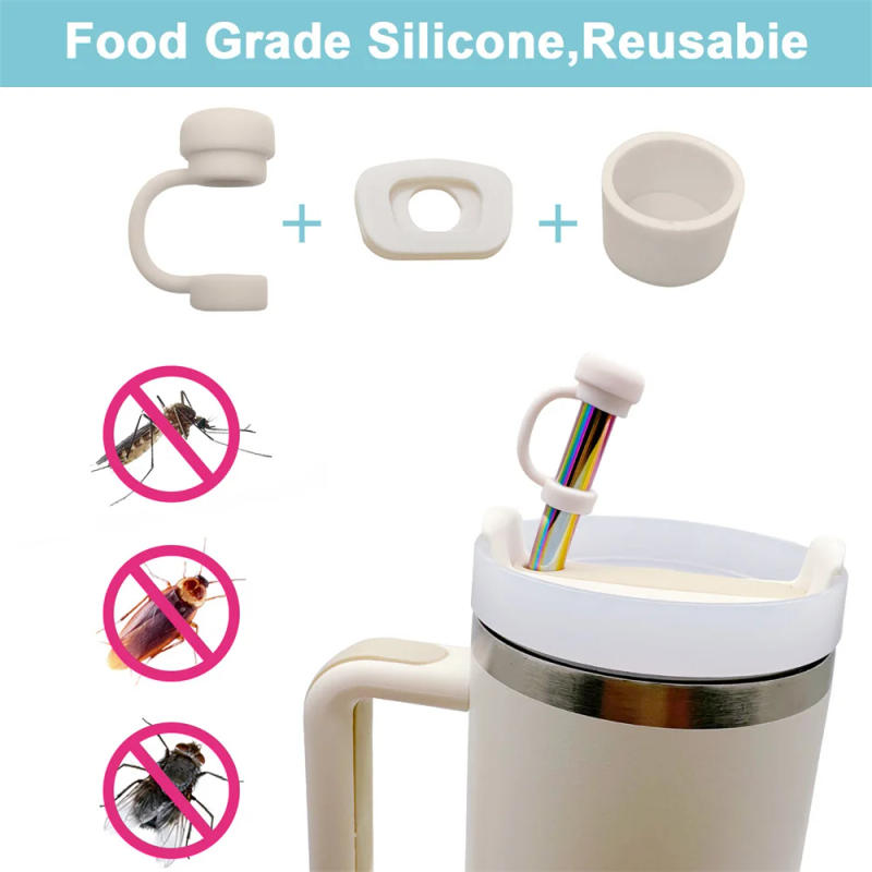 Description Picture 5 of item1Set Silicone Cup Straw Cover for Stanley Cup 40/30oz Quencher Tumbler 10mm Dust-proof Pen Holder Leak Stopper Mug Accessories