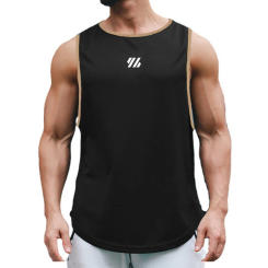 Summer New Fashion Men's Gym Tank Tops Round Neck Mesh Fitness Sleeveless T-shirt Quick Dry Basketball Sports Muscle Vest