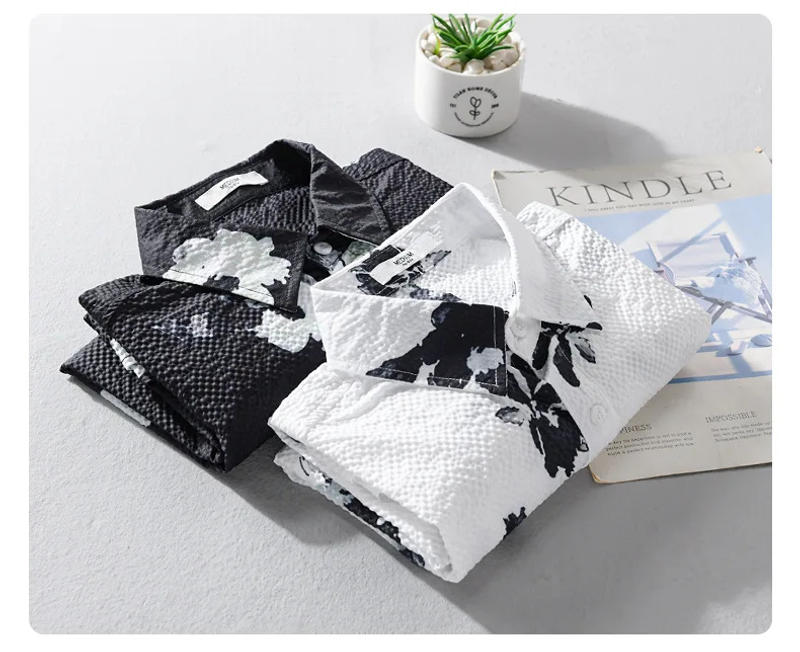 Description Picture 3 of itemMen's Hawaiian Shirts Short Sleeve Beach Shirt Vacation Button Down Shirts Relaxed Fit Bubble Texture Casual Flower Printed Tops