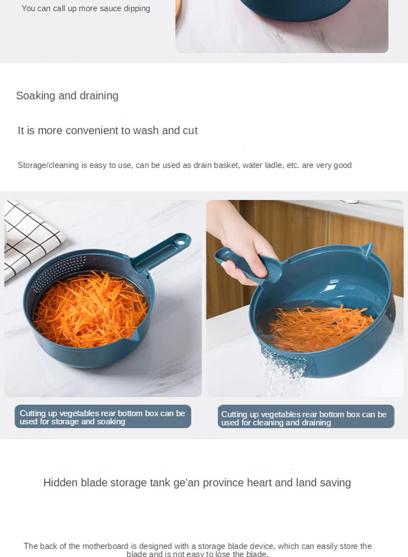 Description Picture 6 of item1pc Green/Blue/Pink Manually Cut Shred Grater Salad Vegetable Chopper Carrots Potatoes For Kitchen Convenience Vegetable Tools