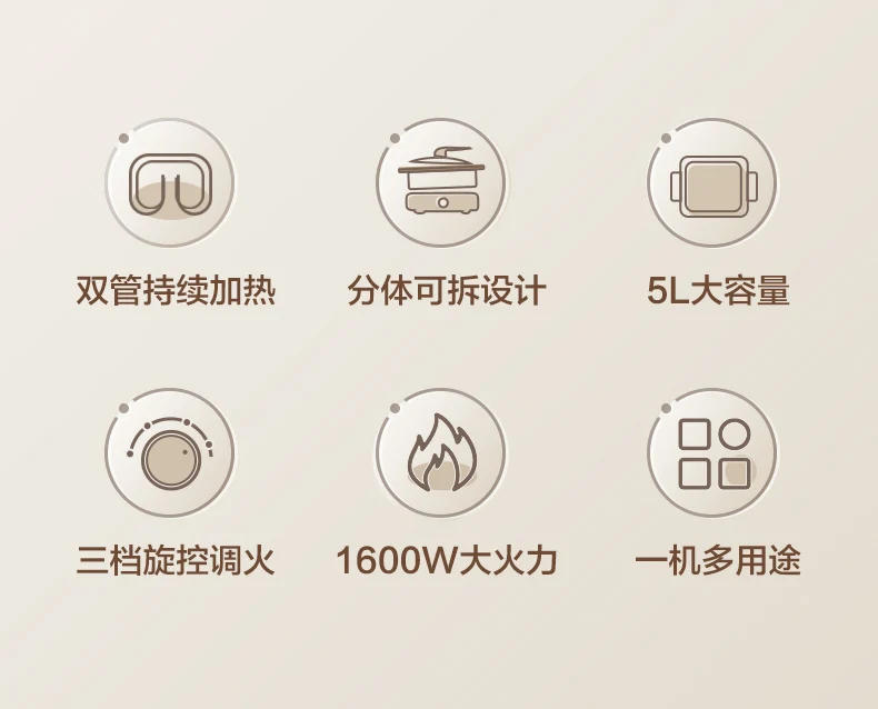 Description Picture 3 of item220V  Electric Hot Pot Cooker Split-style Multi-functional Steaming Pot with Noodle Cooking Small Electric Pot