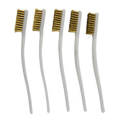5Pcs Brass Wire Brush Plastic Light Blue Handle For Industrial Devices Polishing Cleaning Cleaner Tool Copper Brush