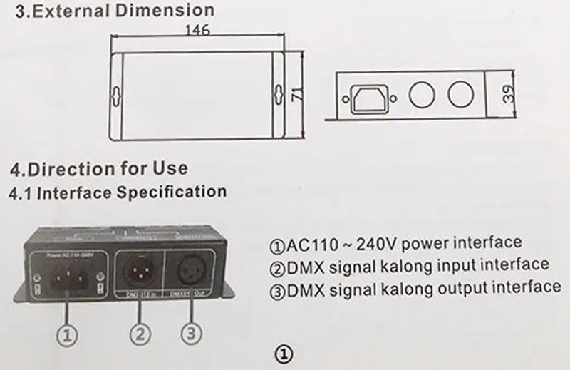 Description Picture 2 of itemDmx LED Lights Strip Controller 512,Dmx Signal Distributor LED Amplifier Splitter DMX121 Signal Repeater for DMX Controllers