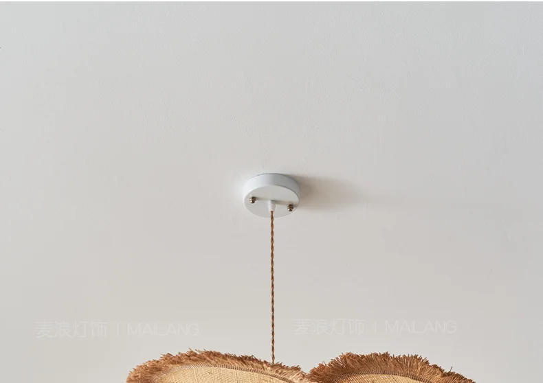 Description Picture 2 of itemWabi Sabi Petal Pendant Lamp Living Room Bedroom Dining Room Artistic Flower Pattern Grass Woven Flower Design Lighting Fixtures