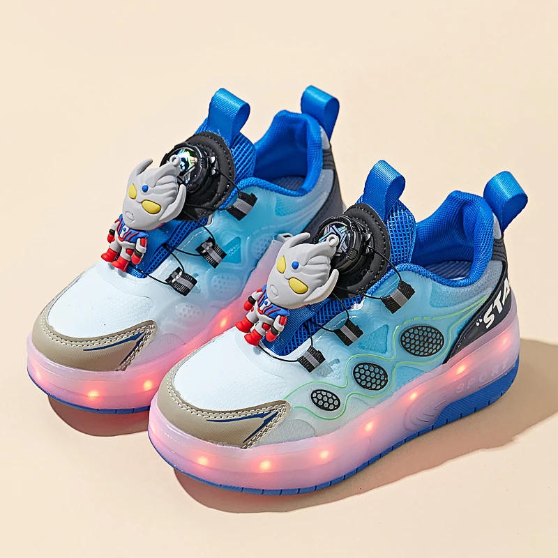 Description Picture 3 of itemCute Girls Skate Shoes for Children LED Luminous Shoes Anti Slip Sneakers Outdoor Training Kids Luminous Roller Skating Shoes