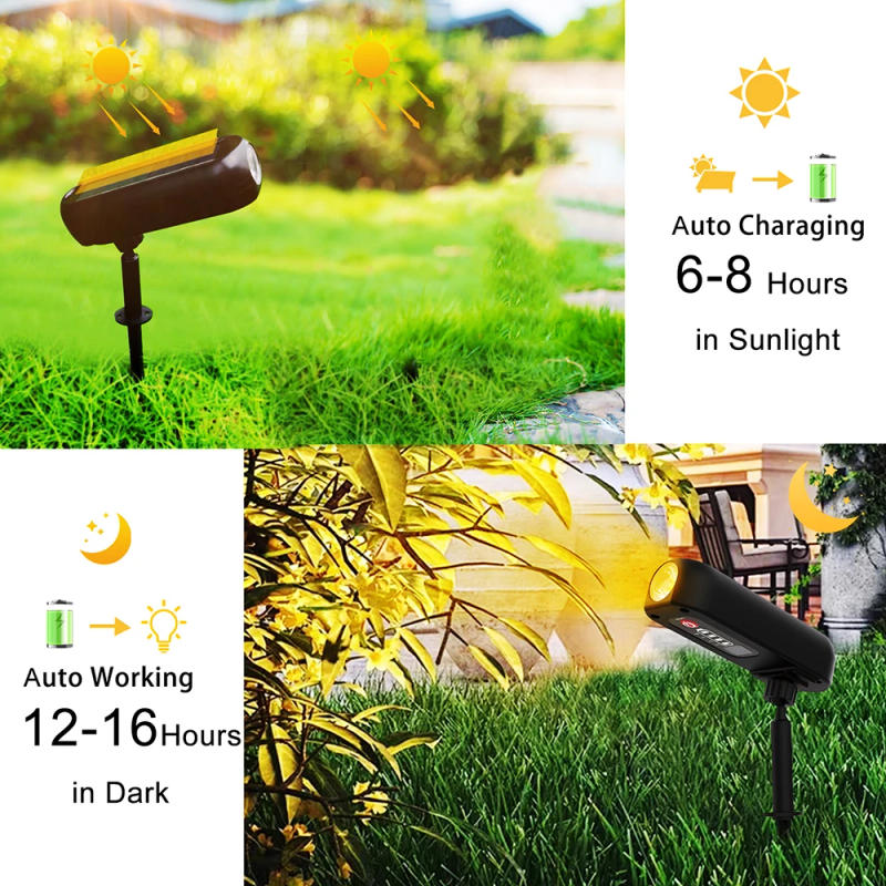Description Picture 6 of itemOutdoor Solar Spotlights IP65 Waterproof Adjustable Solar Landscape Spotlights 2 Modes Solar Uplights for Trees Garden Pathway